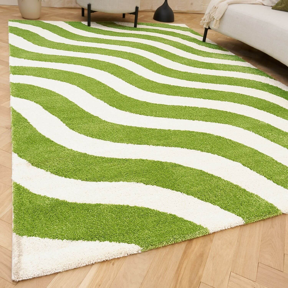 The Rugs Joli Wave Green & White Rug