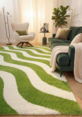 The Rugs Joli Wave Green & White Rug