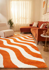 The Rugs Joli Wave Orange White Rug