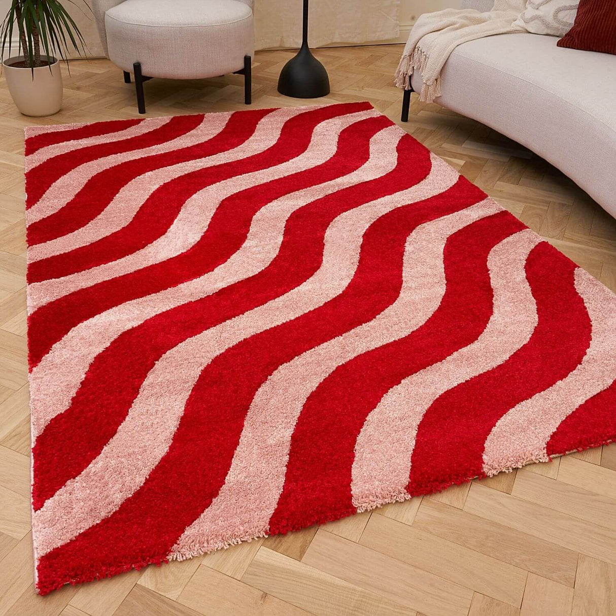 The Rugs Joli Wave Red Pink Rug