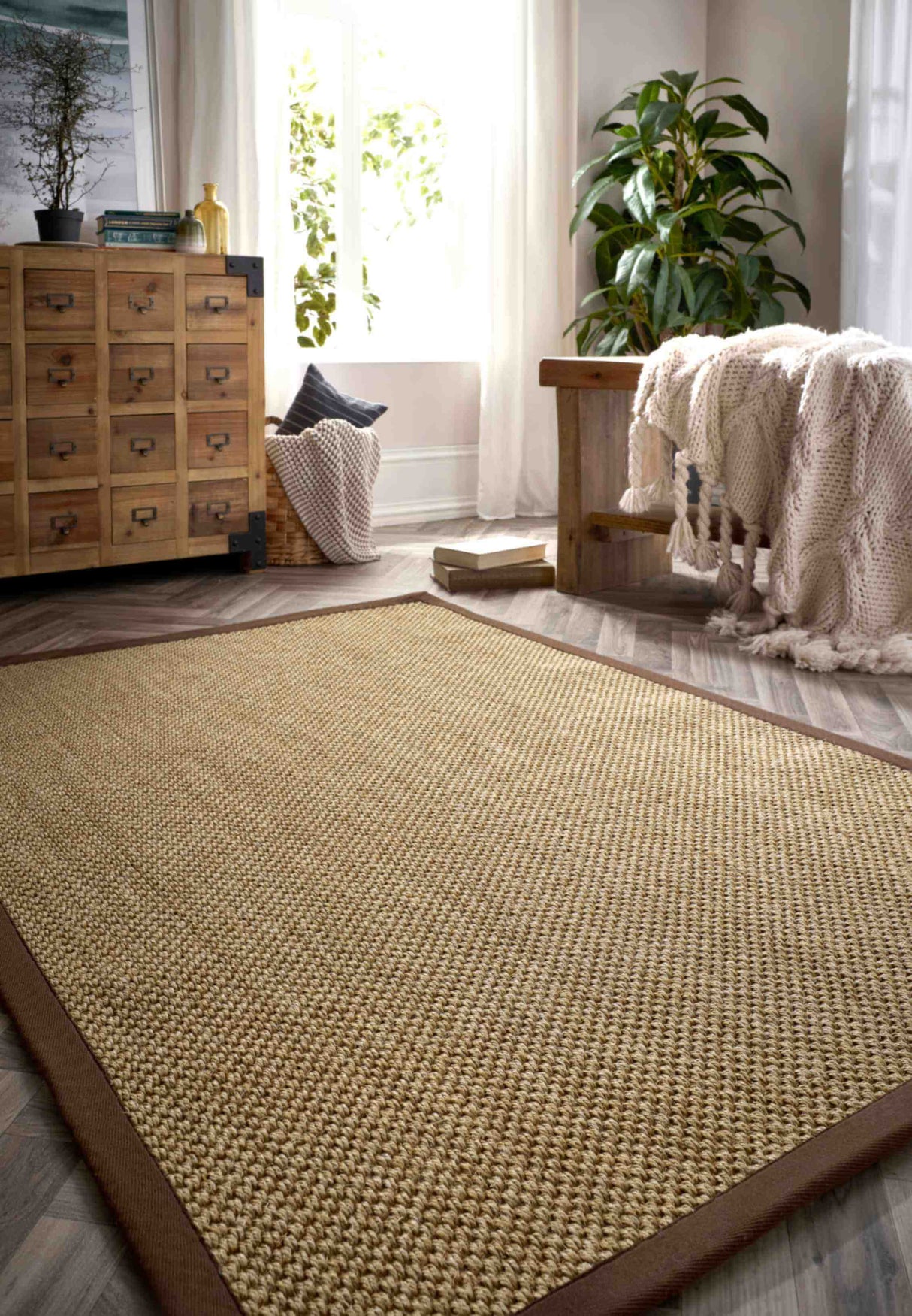 Bordered Natural Non‑Slip Sisal Rug by The Rugs