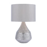 Pagazzi Julietta Silver Ceramic Touch Lamp with Taupe Shade