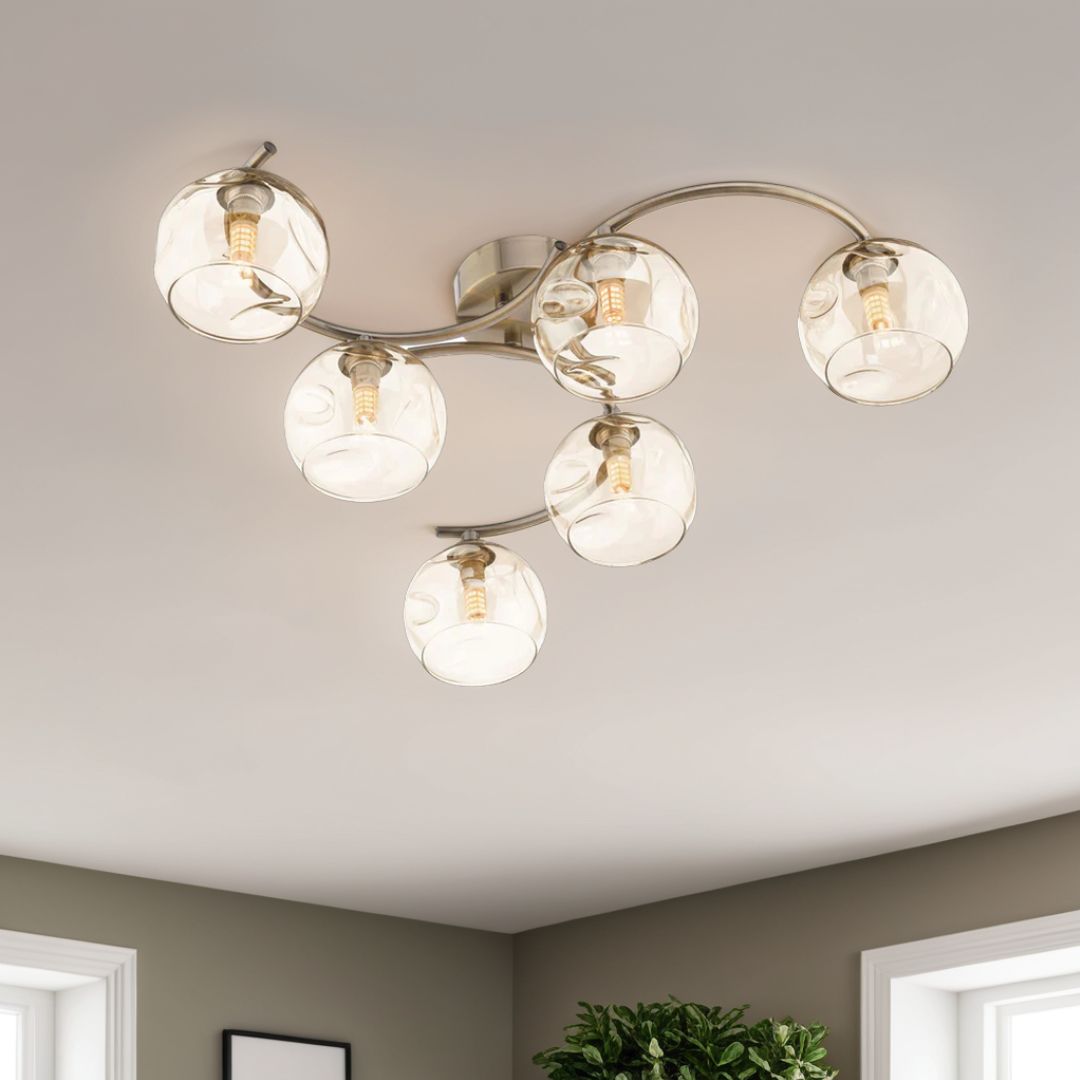 Pagazzi Kaitlin 6-Light Antique Brass Semi-Flush Ceiling Light
