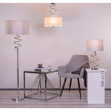 Pagazzi Kasi Polished Chrome Table Lamp with Silver Grey Shade - 54cm