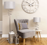 Pagazzi Kasi Polished Chrome Table Lamp with Silver Grey Shade - 54cm
