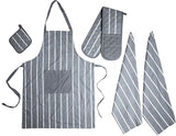 5 Pack Kitchen Sets Apron + Oven Gloves + Towel Set + Pot Holder by OLIVIA ROCCO