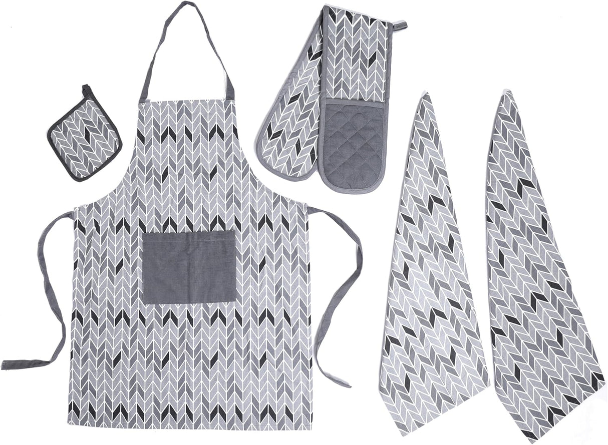 5 Pack Kitchen Sets Apron + Oven Gloves + Towel Set + Pot Holder by OLIVIA ROCCO