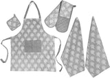 5 Pack Kitchen Sets Apron + Oven Gloves + Towel Set + Pot Holder by OLIVIA ROCCO