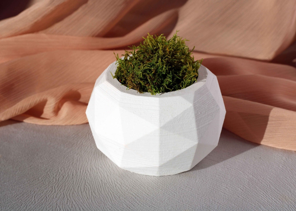 Gloria Home White Concrete Diagonal Pot
