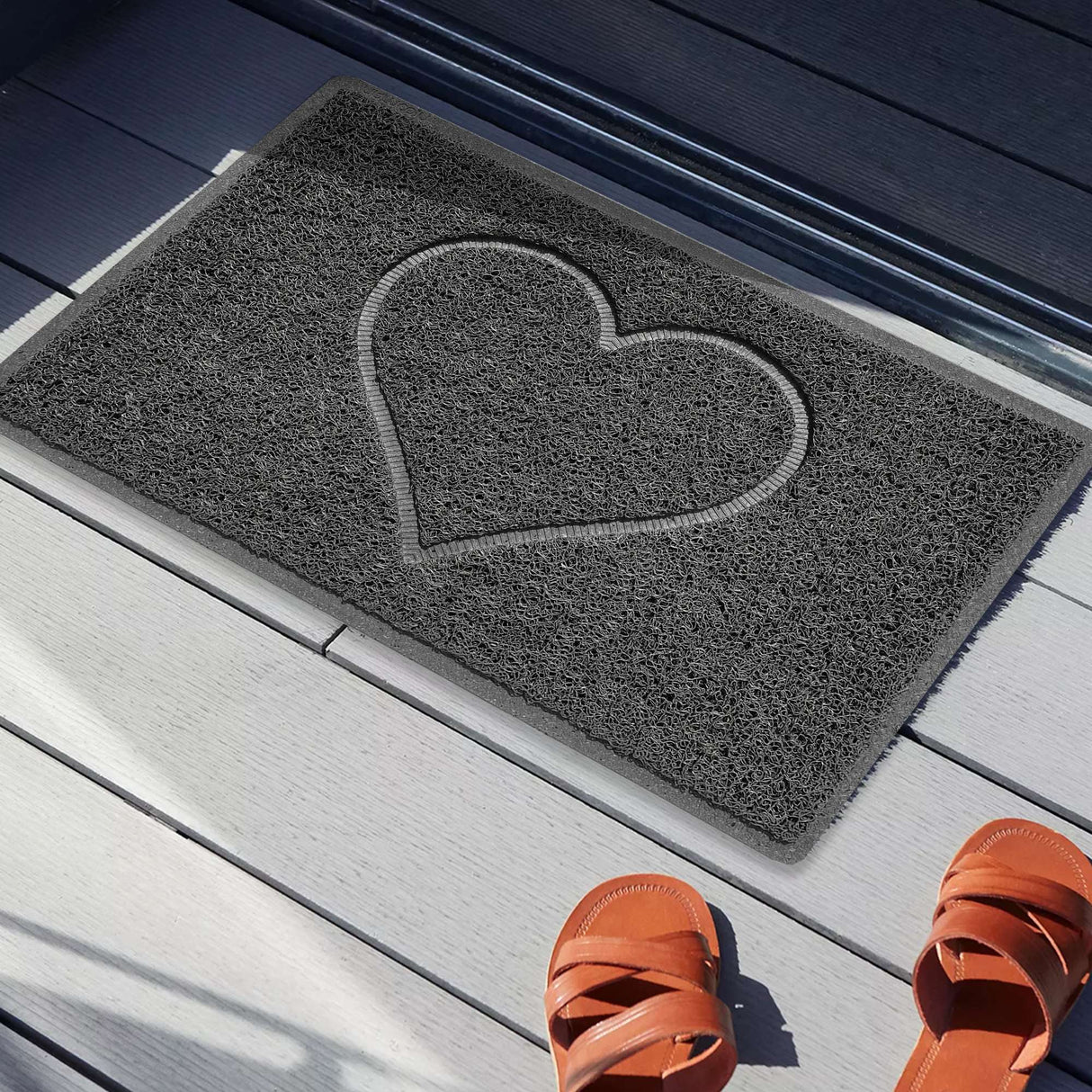 Heart Embossed Spaghetti Door Mat Non Slip PVC | Nicoman