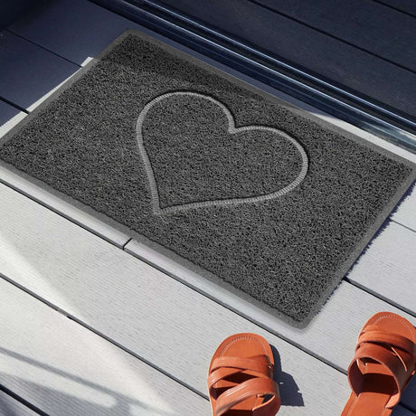 Heart Embossed Spaghetti Door Mat Non Slip PVC | Nicoman