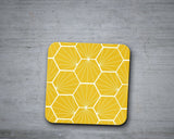 Shadowbright Lemon Yellow Geometric Hexagons Placemats, Set of 4/6