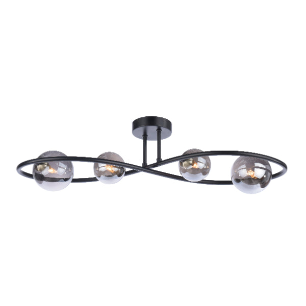 Pagazzi Lena 4-Light Semi-Flush Ceiling Light - Black