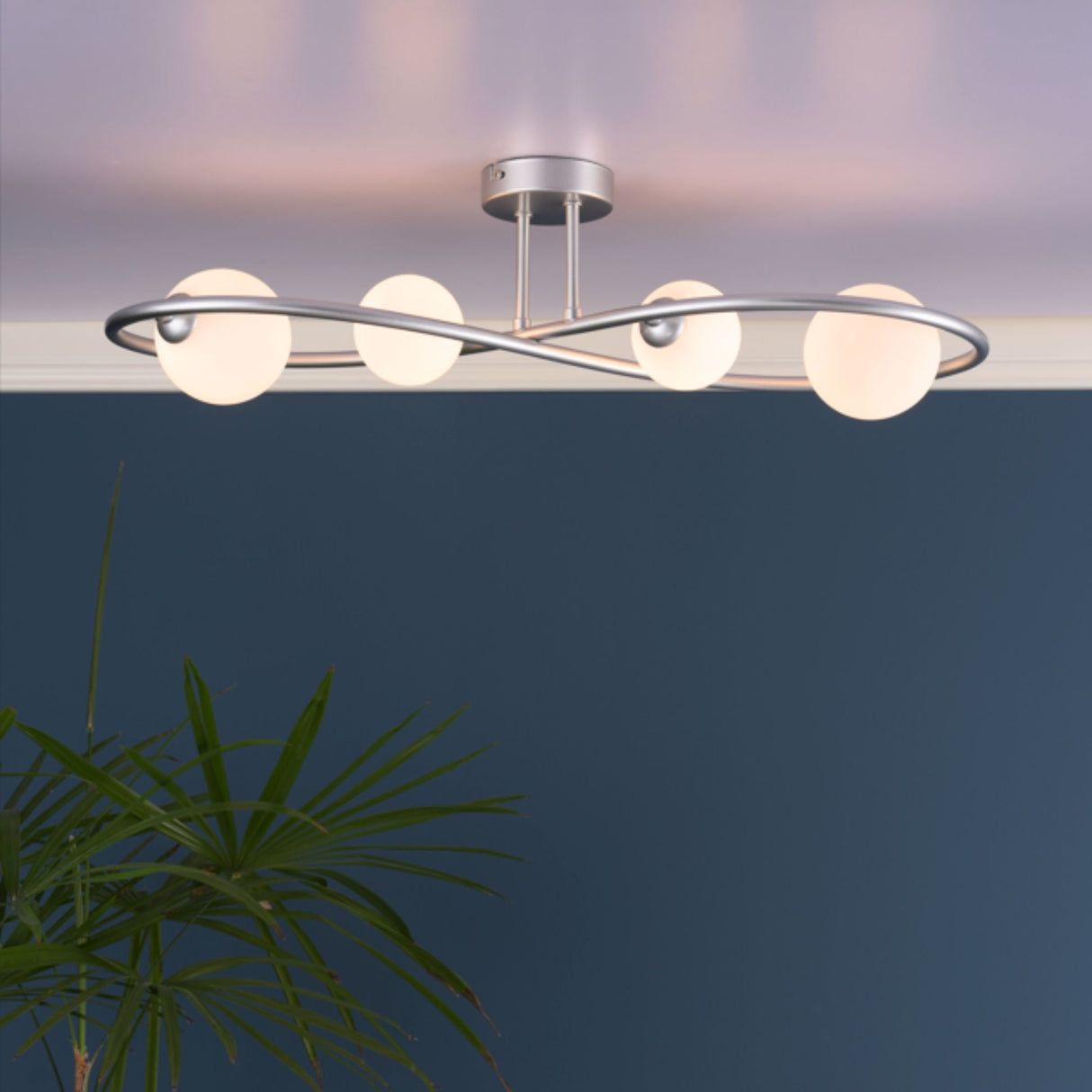Pagazzi Lena 4 Light Matte Silver Semi Flush Ceiling Light