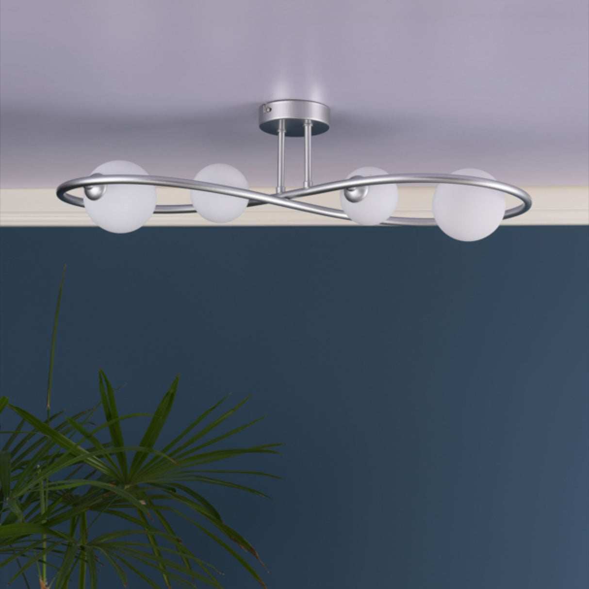 Pagazzi Lena 4 Light Matte Silver Semi Flush Ceiling Light