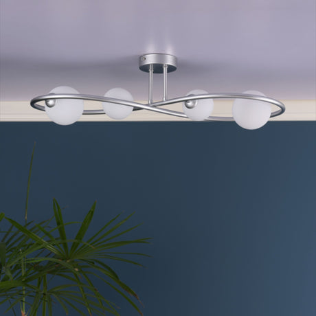 Pagazzi Lena 4 Light Matte Silver Semi Flush Ceiling Light