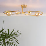 Pagazzi Lena 4 Light Satin Brass Semi Flush Ceiling Light