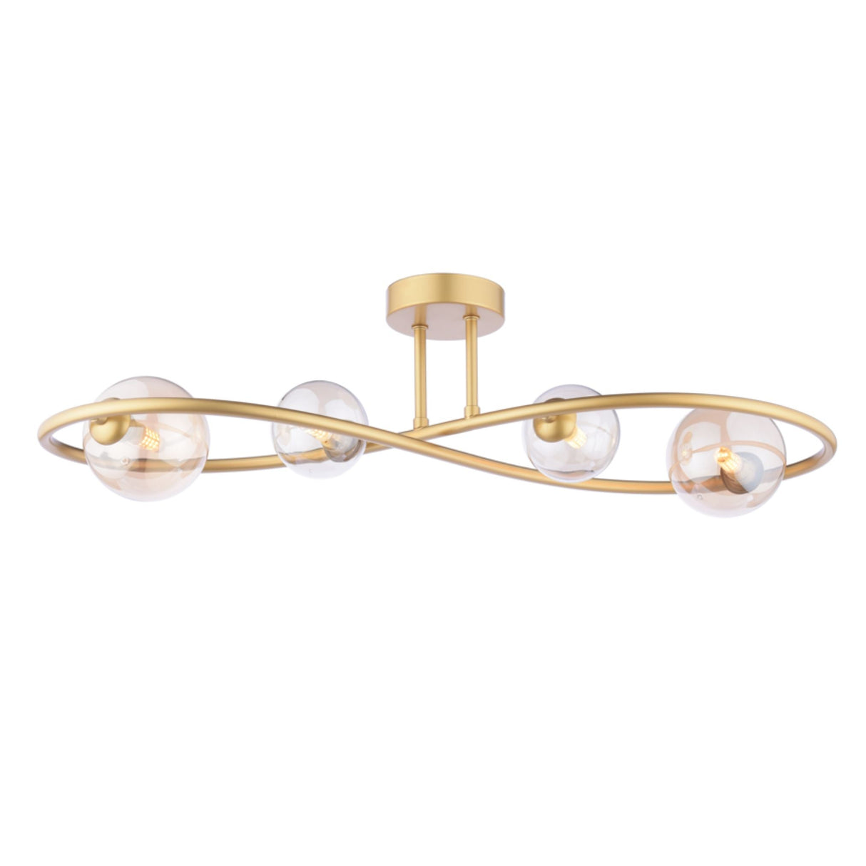 Pagazzi Lena 4 Light Satin Brass Semi Flush Ceiling Light