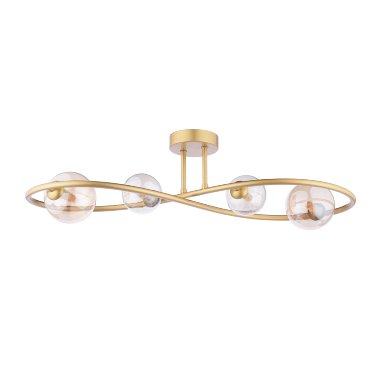Pagazzi Lena 4 Light Satin Brass Semi Flush Ceiling Light