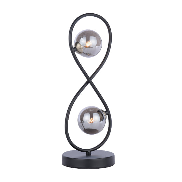 Pagazzi Lena 2-Light Black Table Lamp with Glass Shades