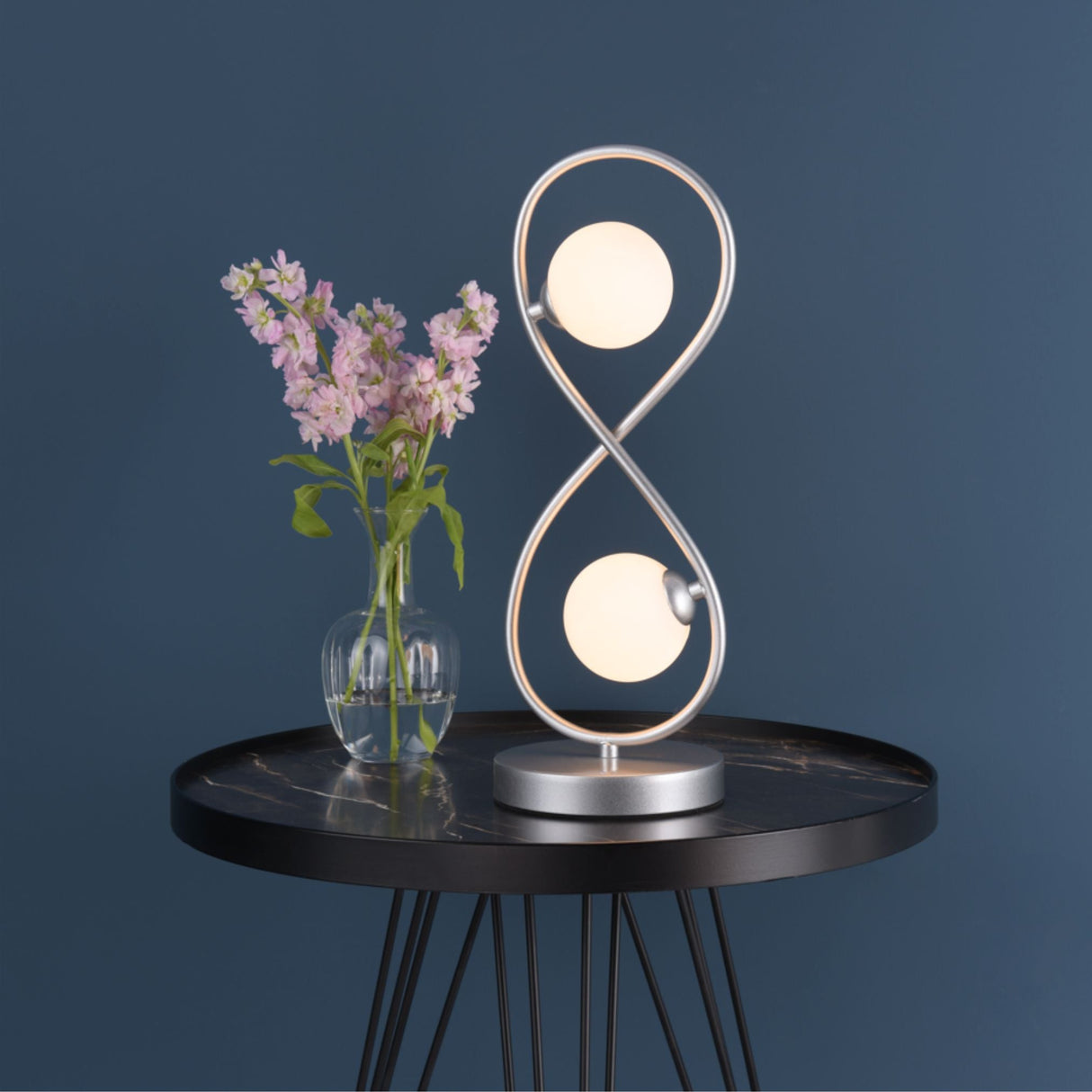 Pagazzi Lena 2 Light Matte Silver Table Lamp