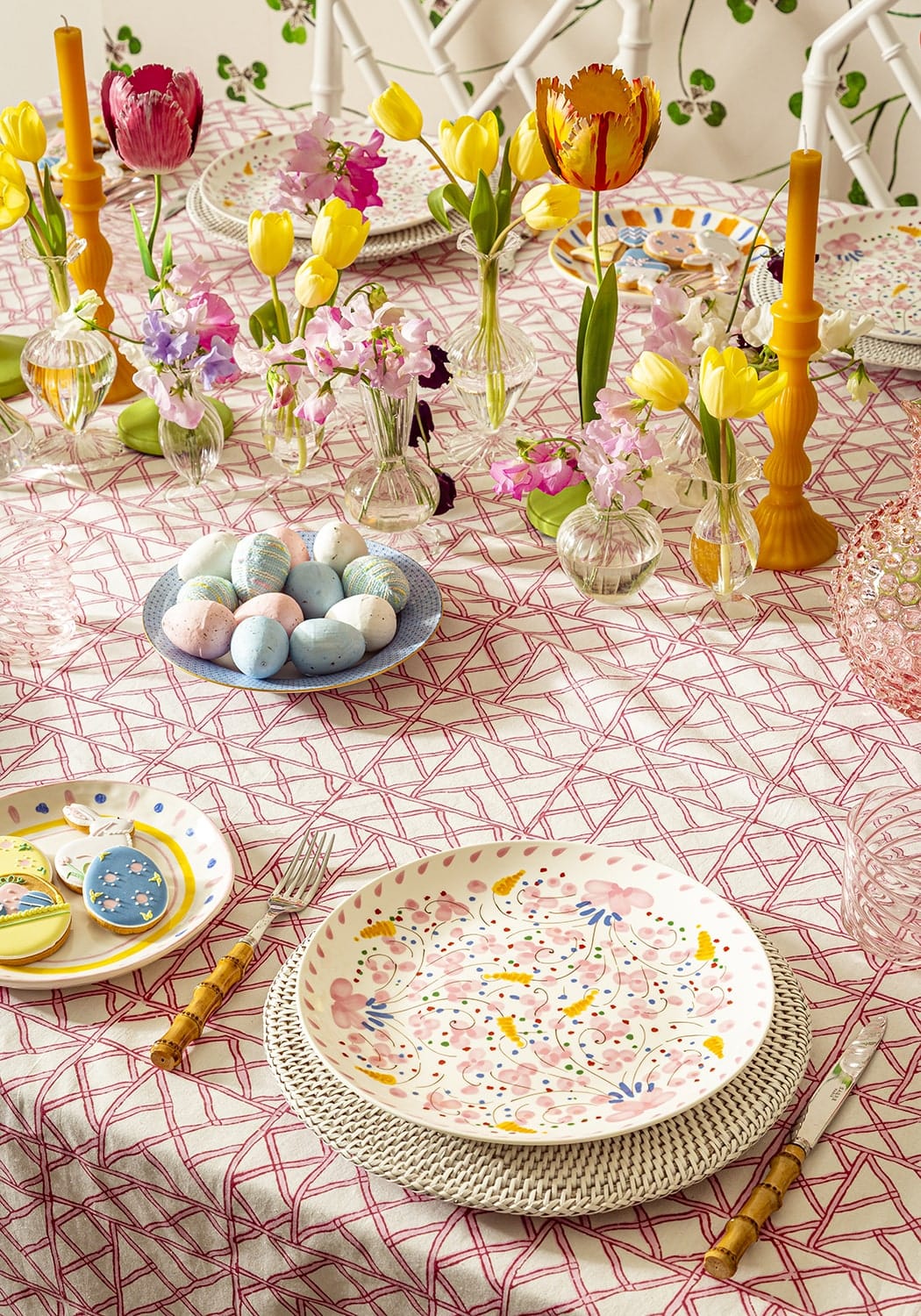 Lily's Pink Bamboo Lattice Tablecloth | Casa by Josephine Jenno