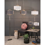 Pagazzi Lodato Polished Nickel LED Floor Lamp with Grey Shade