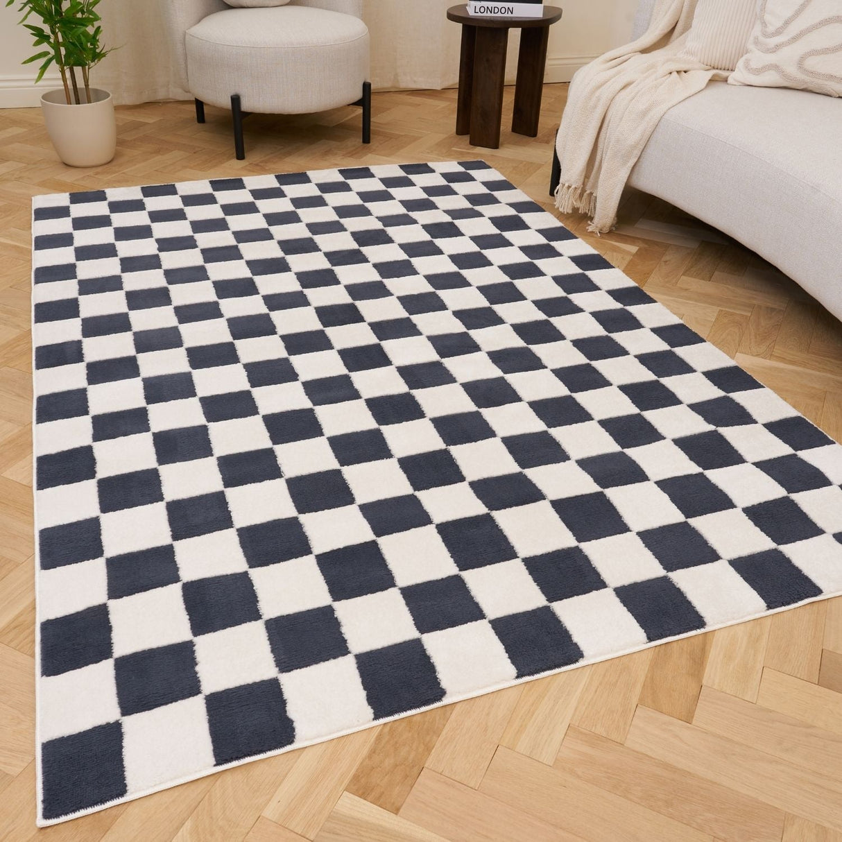 The Rugs Loft Checkerboard Blue Rug