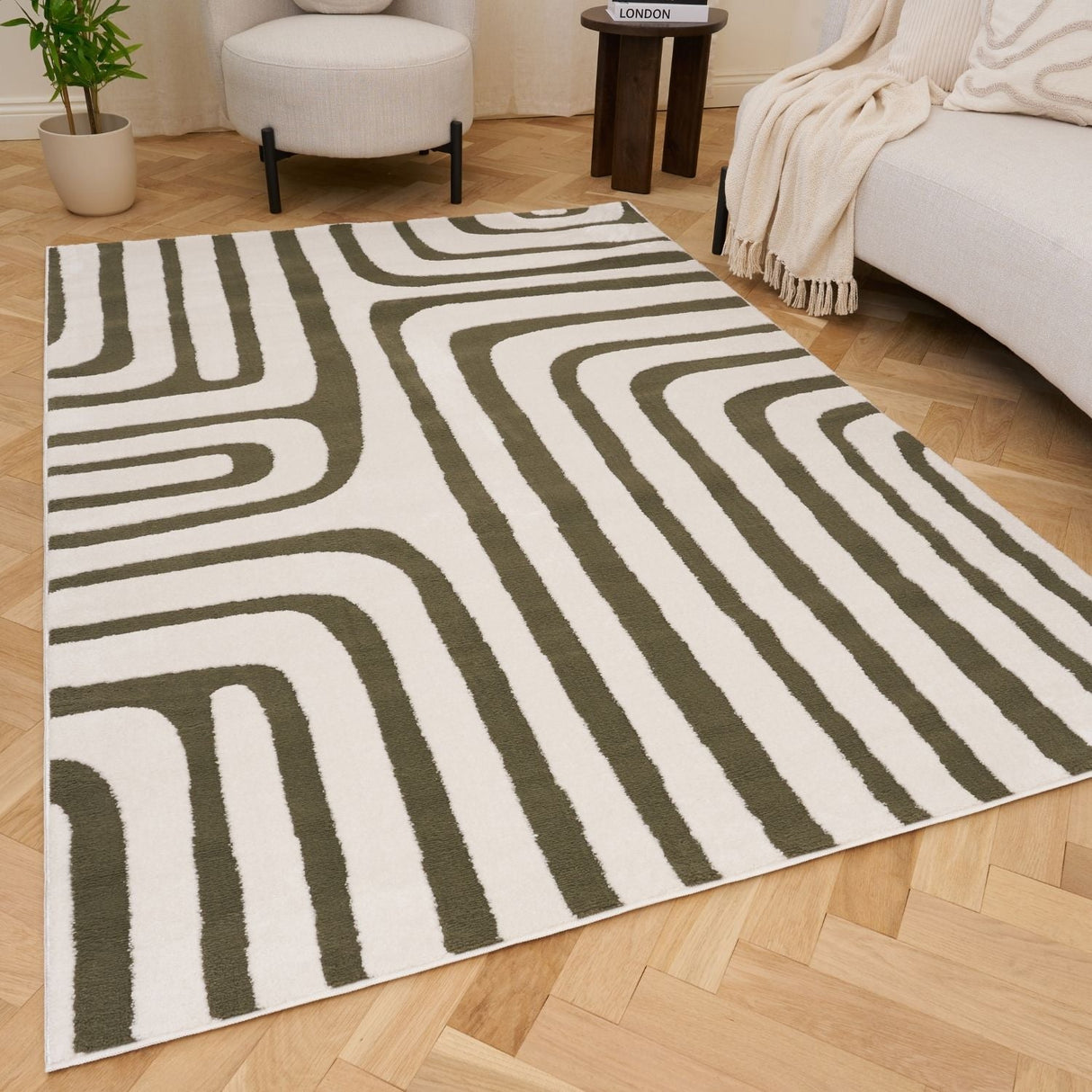 The Rugs Loft Geometric Green Rug