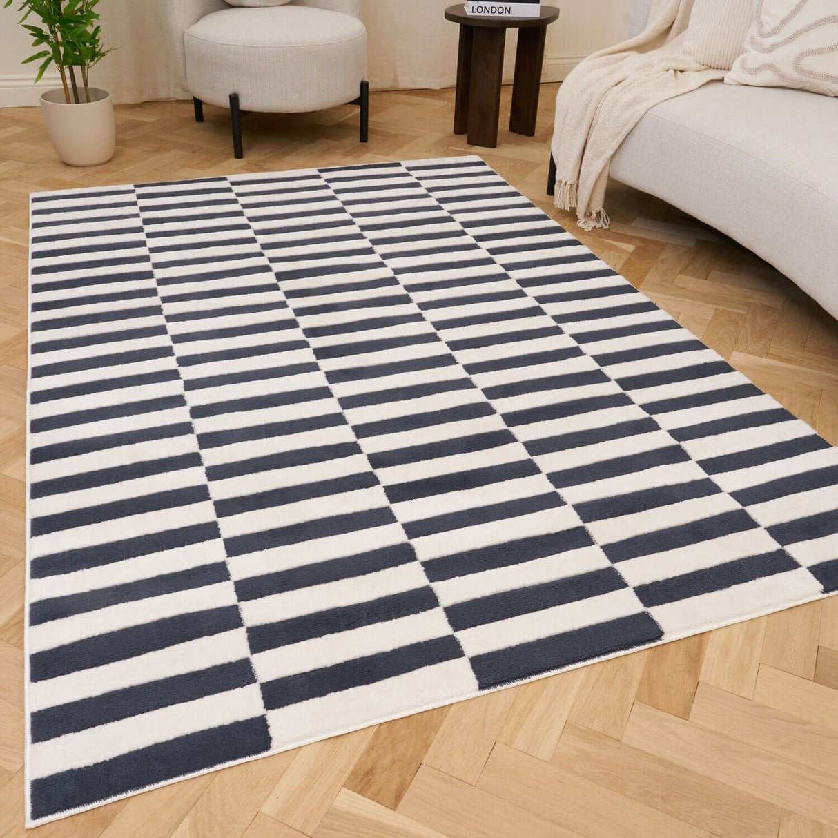 The Rugs Loft Striped Blue Rug