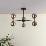 Pagazzi Loxley 6 Light Black & Gold Semi Flush Ceiling Light