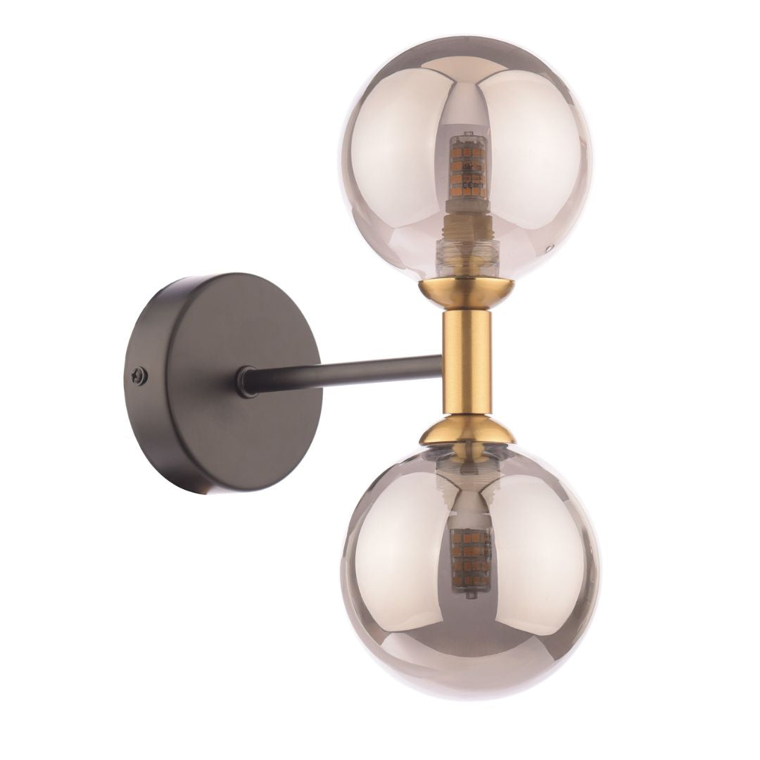 Pagazzi Loxley 2 Light Black & Gold Wall Light