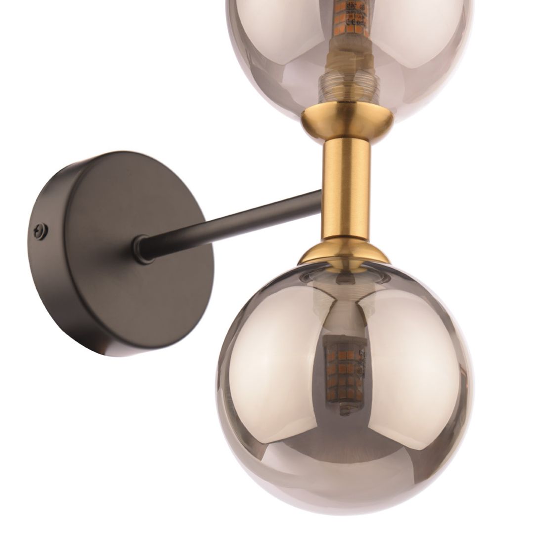Pagazzi Loxley 2 Light Black & Gold Wall Light