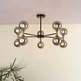 Pagazzi Loxley 10 Light Black & Gold Semi Flush Ceiling Light