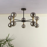 Pagazzi Loxley 10 Light Black & Gold Semi Flush Ceiling Light