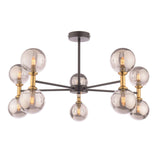Pagazzi Loxley 10 Light Black & Gold Semi Flush Ceiling Light