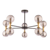 Pagazzi Loxley 10 Light Black & Gold Semi Flush Ceiling Light