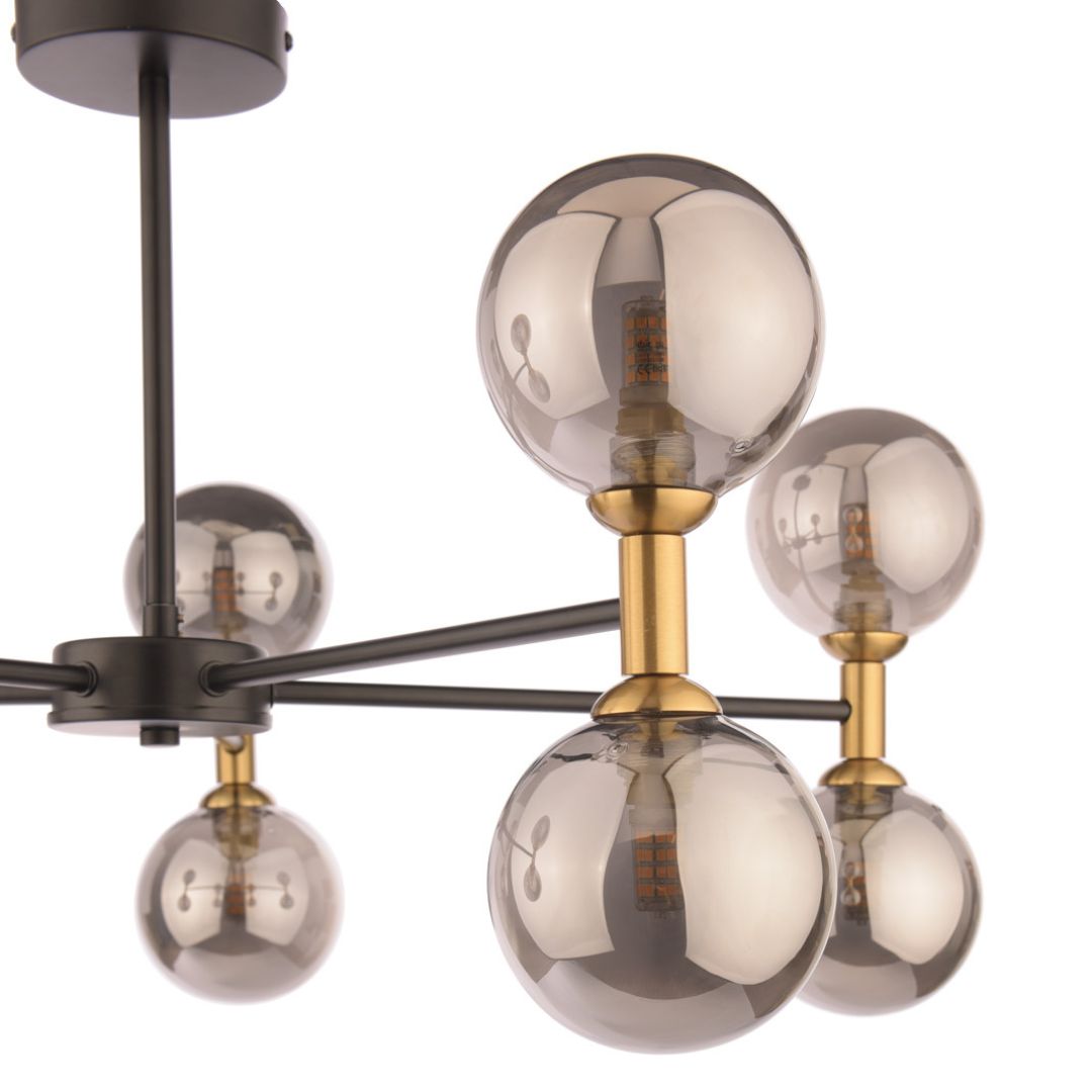 Pagazzi Loxley 10 Light Black & Gold Semi Flush Ceiling Light