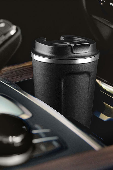 Asobu Cafe Compact Vacuum Insulated Travel Mug, 384ml, Black