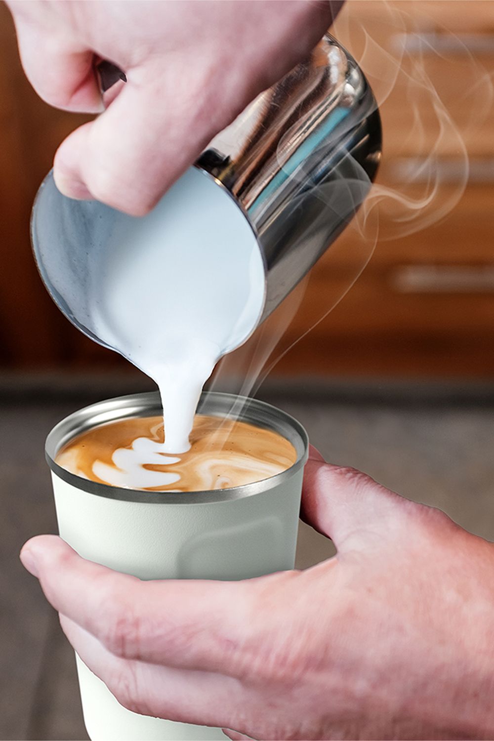 Asobu Cafe Compact Vacuum Insulated Travel Mug, 384ml, White