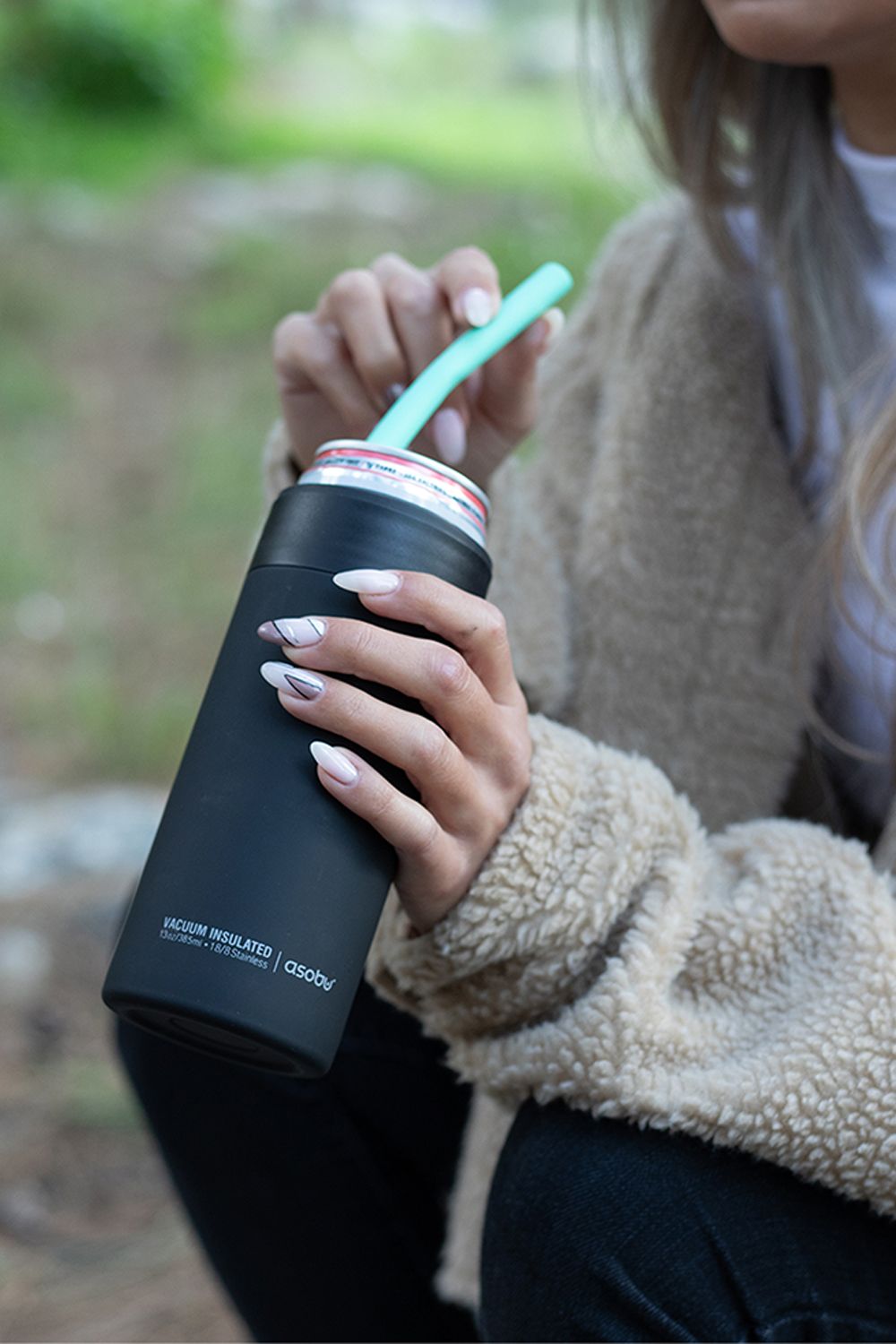 Asobu Skinny Can Kuzie Stainless Steel Insulated Sleeve, 350ml, Black