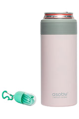 Asobu Skinny Can Kuzie Stainless Steel Insulated Sleeve, 350ml, Pink