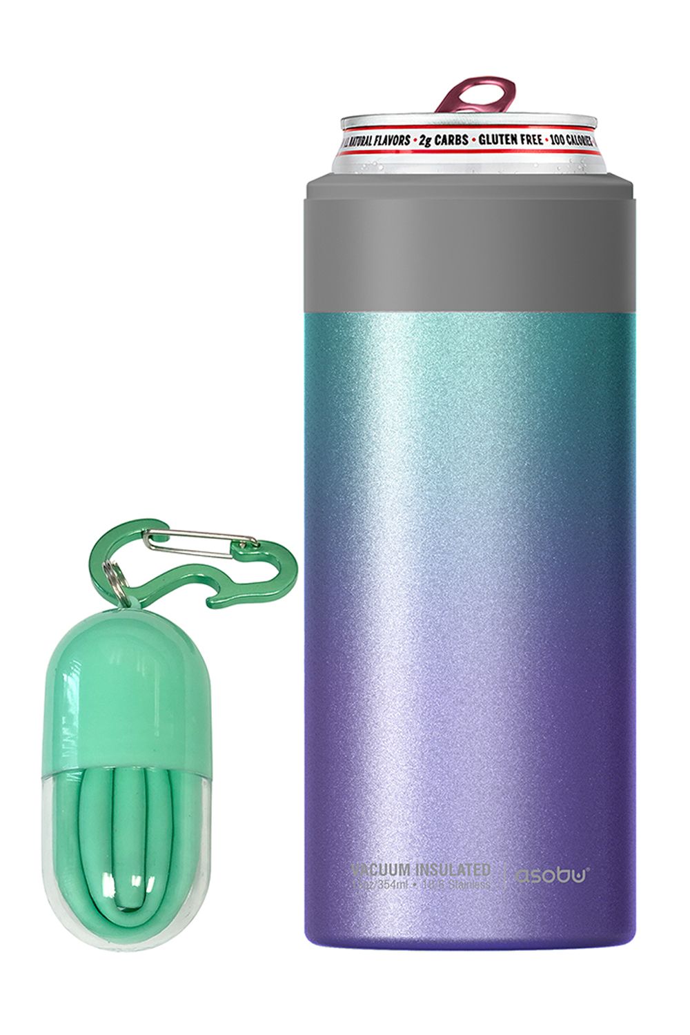 Asobu Skinny Can Kuzie Stainless Steel Insulated Sleeve, 350ml, Unicorn