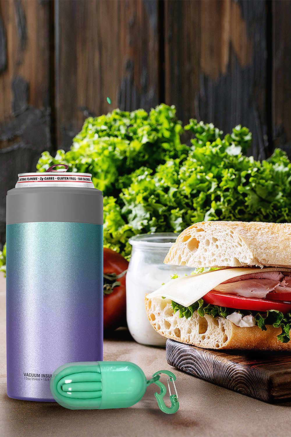 Asobu Skinny Can Kuzie Stainless Steel Insulated Sleeve, 350ml, Unicorn