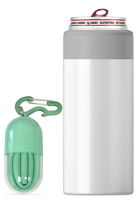 Asobu Skinny Can Kuzie Stainless Steel Insulated Sleeve, 350ml, White