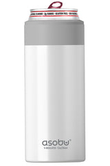 Asobu Skinny Can Kuzie Stainless Steel Insulated Sleeve, 350ml, White