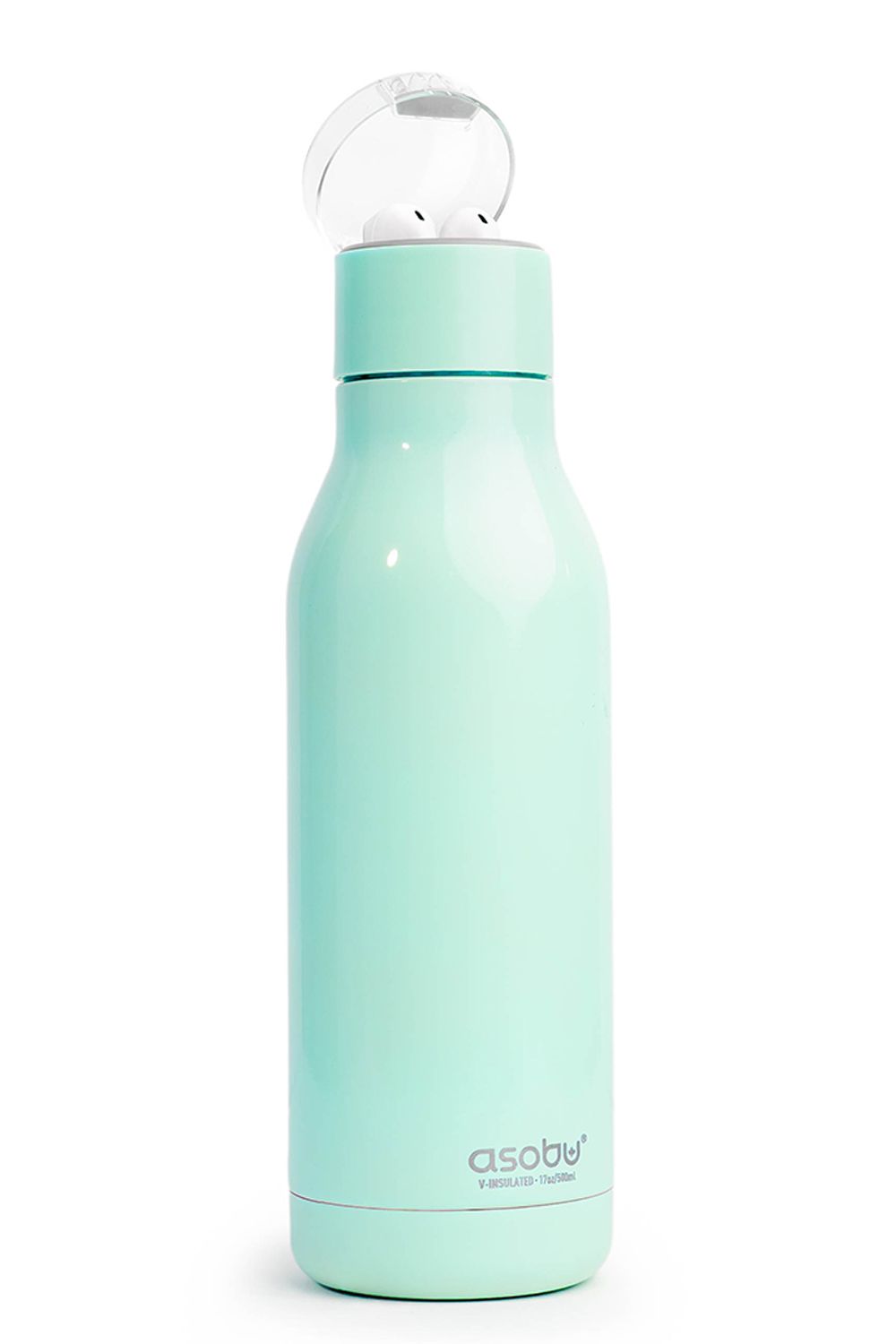 Asobu Stainless Steel Earphone H2 Audio Insulated Water Bottle, 600ml, Mint