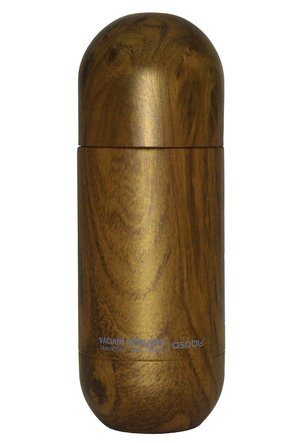 Asobu ORB Stainless Steel Insulated Water Bottle, 400ml, Wood