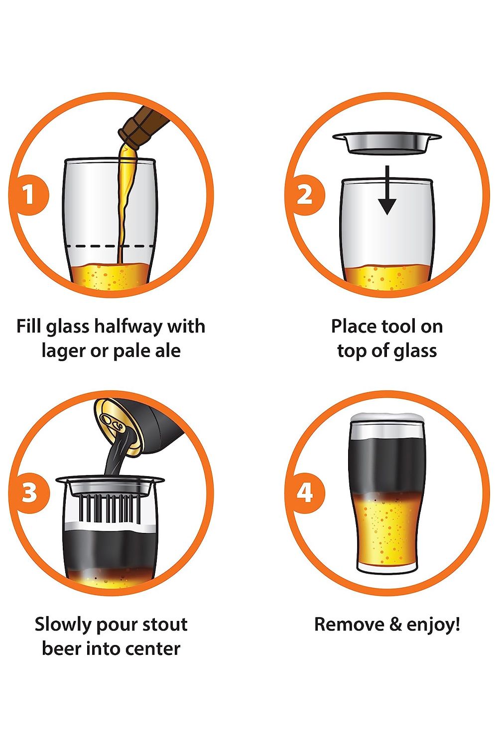 Final Touch Black and Tan Glass Set, 450ml