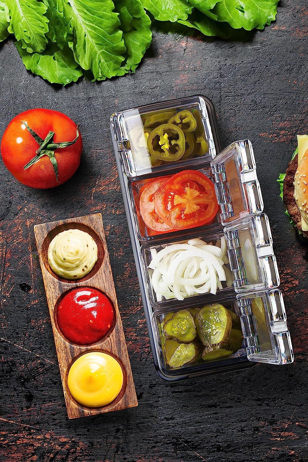 Final Touch 5 Piece Garnish Bar Caddy, Clear